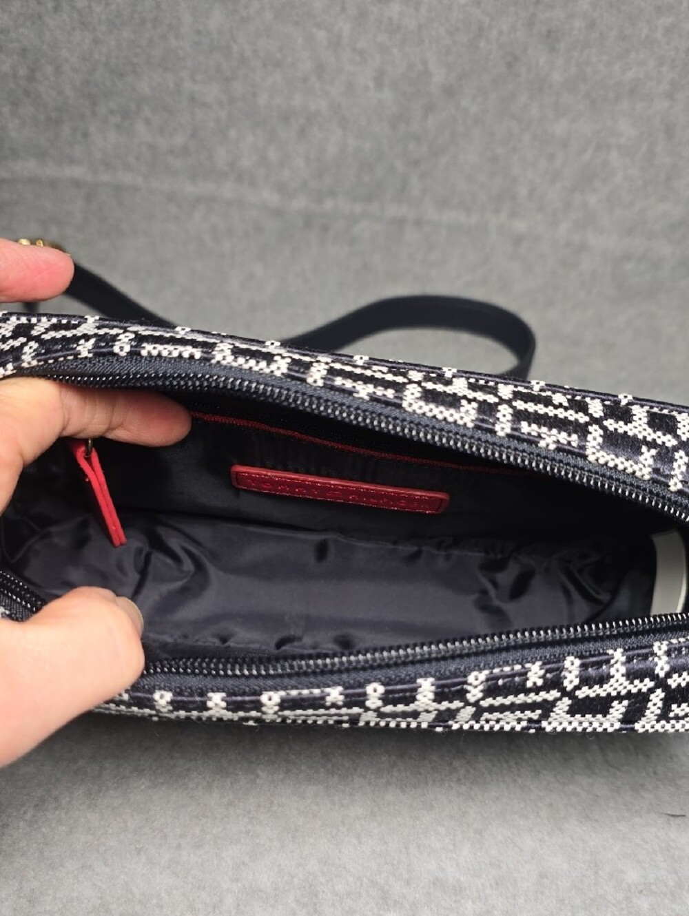 Tommy Hilfiger Navy & White Monogram Crossbody Bag - Picture 6 of 8